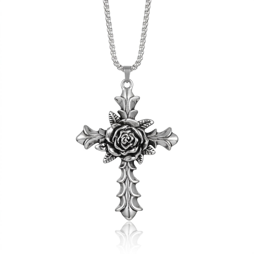 Rose Petal Cross Pendant