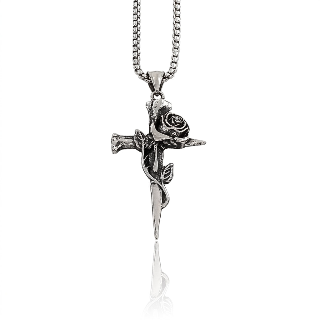 Rose Nail Cross Pendant