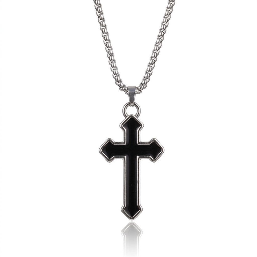 Black Retro Cross Pendant