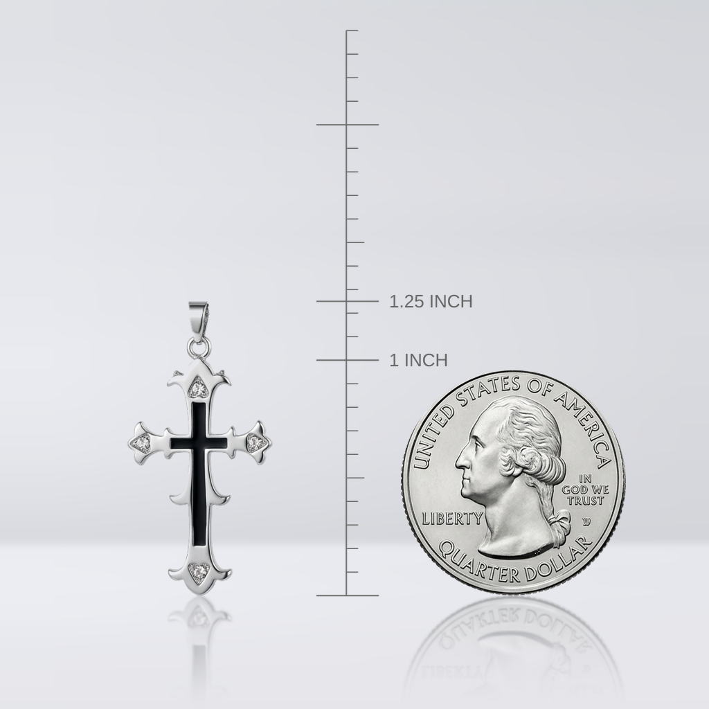 Diamond Black Line Cross Pendant