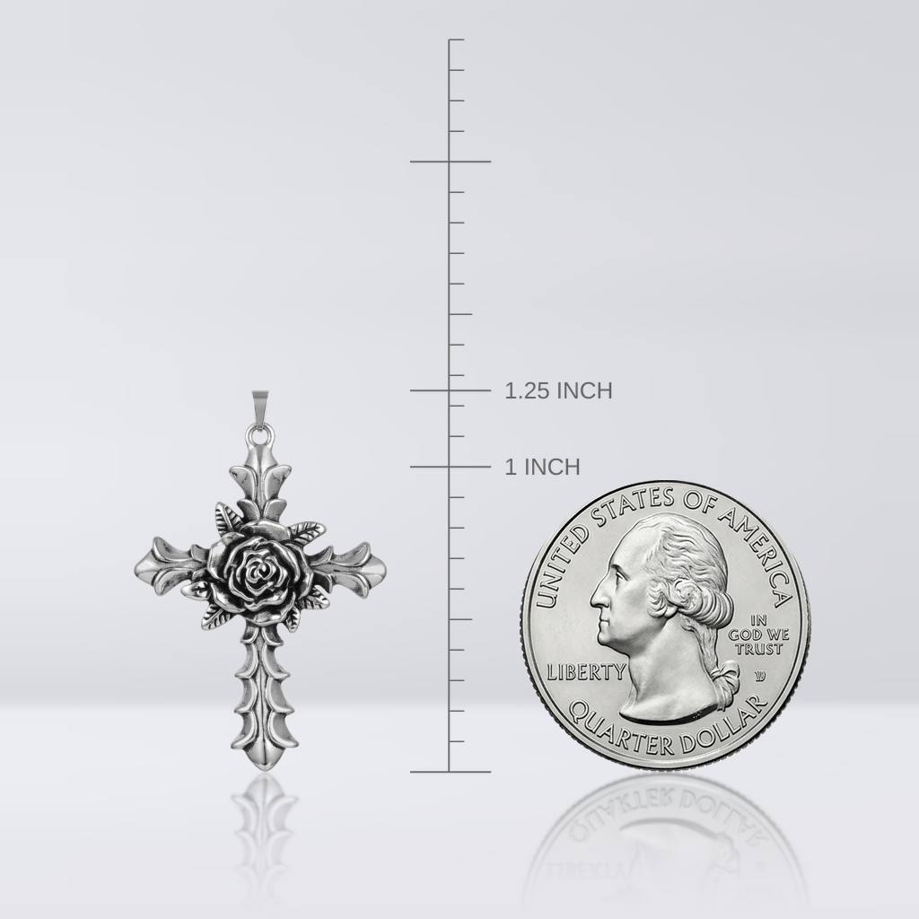 Rose Petal Cross Pendant